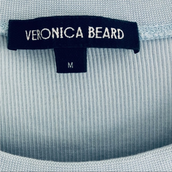 Veronica Beard Coralee Puff Sleeve Top Lake Blue Medium - Picture 7 of 10